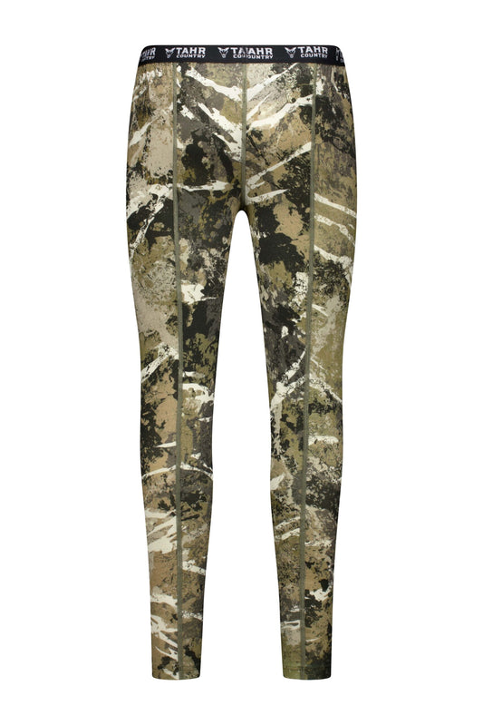 A pair of Tahr Country camouflage patterned long Johns made from a blend of 90% merino wool and 10% polyester.