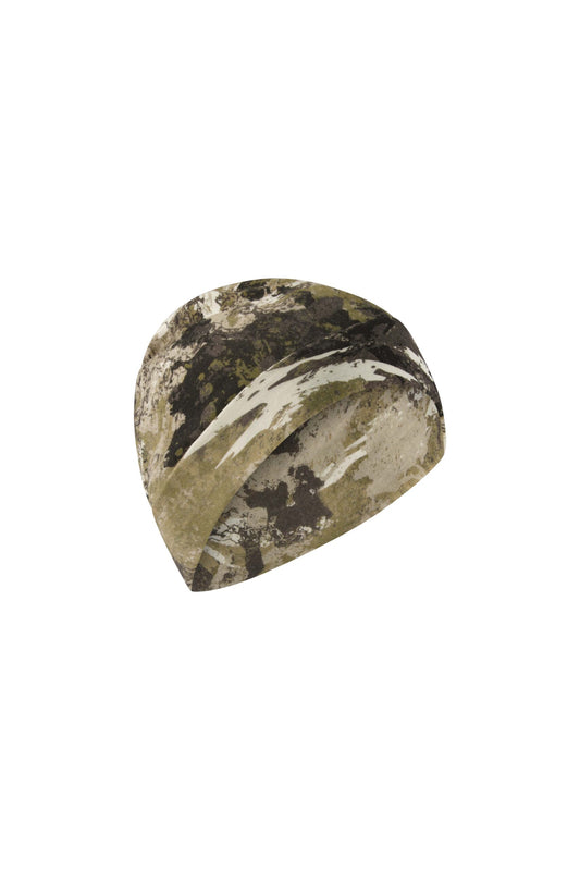 A camouflage patterned merino beanie.